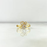 Anillo Flechas Corazones 2.6gr / T6 1/2 / Circones Blancos Dos Oros Amarillo Blanco