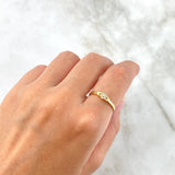 Anillo Solitario Flor Corazones 1.25gr / T7 1/4 / Circon Blanco Oro Amarillo