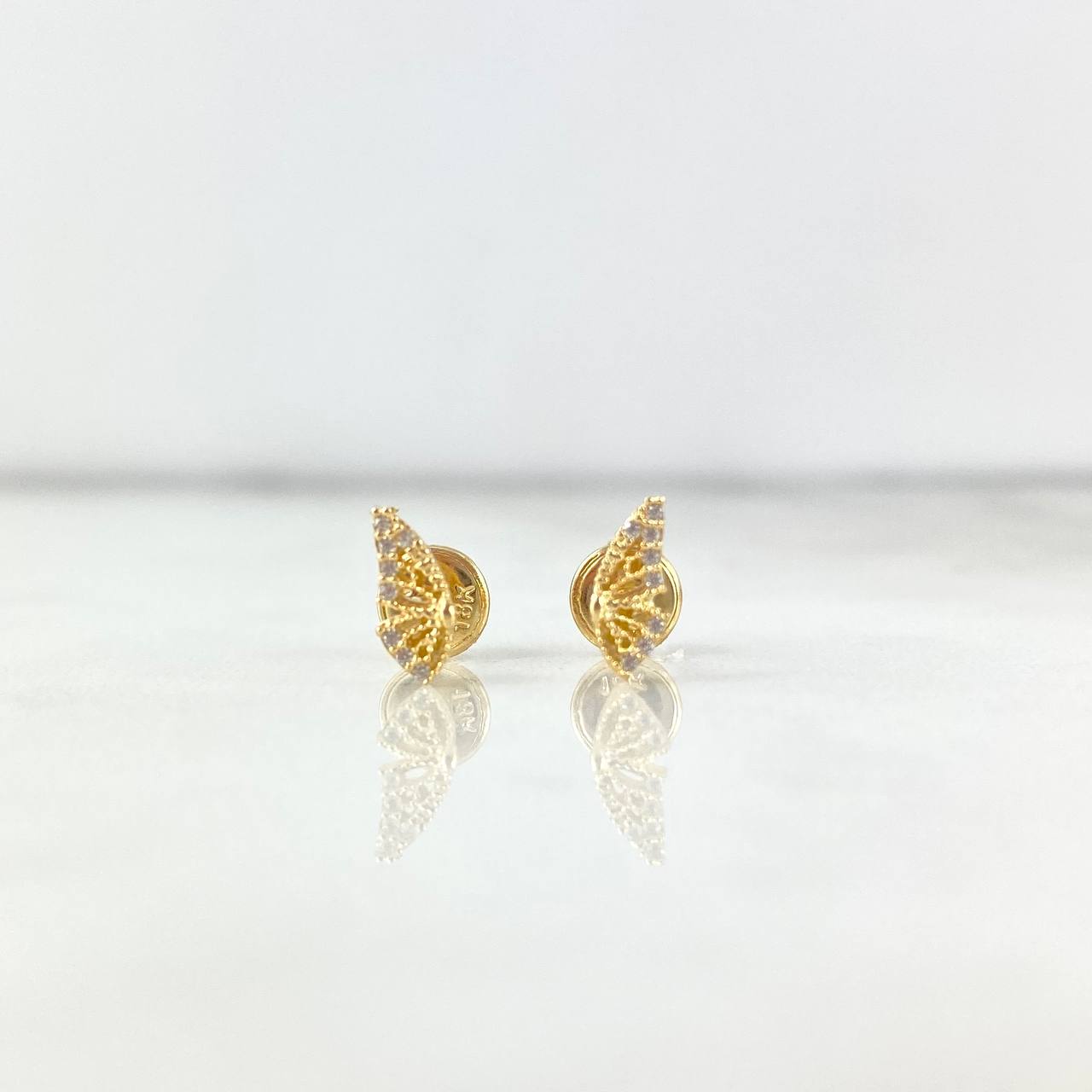 Topos Alas Mariposa 1.1gr / Circones Blancos Oro Amarillo 18K &