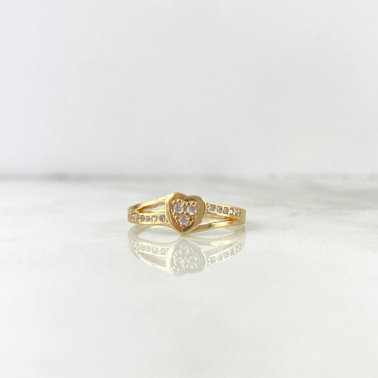 Anillo Lineas Cruzadas Corazon 2.15gr / T6 3/4 / Circones Blancos Oro Amarillo