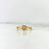 Anillo Lineas Cruzadas Corazon 2.15gr / T6 3/4 / Circones Blancos Oro Amarillo