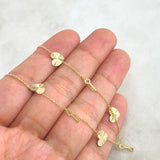 Pulso Aro Seguido 1.20gr / 17cm-19cm / 0.5mm Corazones Diamantado Llave Oro Amarillo +4 ©