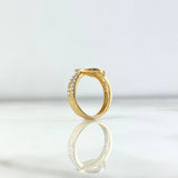 Anillo Aro Rustico 3.05gr / T5 / Circones Blancos Oro Amarillo