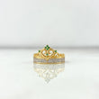 Anillo Corona Corazon 15s 3.45gr / T5 1/2 / Circones Blancos Verdes Dos Oros Amarillo Blanco