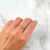 Anillo Corazones Cruzados 1.7gr / T5 1/2 / Circones Verdes Oro Amarillo