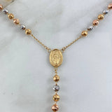 Rosario Virgen Milagrosa Cruz Bizantina 13.8gr / 60cm / 5mm Diamantadas Tres Oros