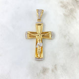 Dije Cruz Cristo 13.15gr / 6.2cm / Circones Blancos Dos Oros Amarillo Blanco