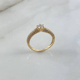 Anillo Solitario Tupido 2.35gr / T6 / Circones Blancos Oro Amarillo ©