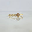 Anillo Cruz 2.4gr / T7 1/2 / Esferas Circones Blancos Oro Amarillo