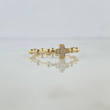 Anillo Cruz 2.4gr / T7 1/2 / Esferas Circones Blancos Oro Amarillo