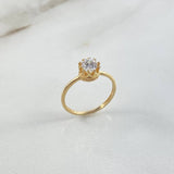 Anillo Solitario Corona Real 2.15gr / T7 / Circon Blanco Oro Amarillo ©