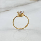 Anillo Solitario Corona Real 2.15gr / T7 / Circon Blanco Oro Amarillo ©