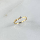 Anillo Solitario Olivo 1.25gr / T6 1/2 / Circon Blanco Oro Amarillo ©