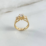 Anillo Solitario Cuadrado 4.7gr / T6 1/2 / Circones Blancos Oro Amarillo ©