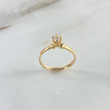 Anillo Solitario Corazones 1.75gr / T6 3/4 / Circones Blancos Oro Amarillo ©