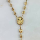 Rosario GC Virgen Milagrosa 14.45gr / 60cm / 4.5mm Liso Circones Blancos Oro Amarillo