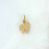 Dije Letra W Cursiva 0.4gr / 1.2cm / Circones Blancos Oro Amarillo