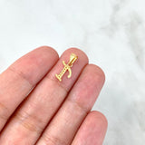 Dije Letra T Cursiva 0.35gr / 1.4cm / Circones Blancos Oro Amarillo