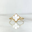 Anillo Trebol VCyA 1.55gr / T6 / Nacar Blanco Liso Oro Amarillo Nac.Esp. ©