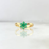 Anillo Flor 2.55gr / T8 / Esmeraldas 31pts Oro Amarillo (Joya) *