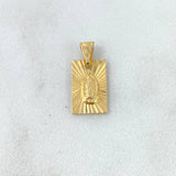 Dije Placa Rectanglar Silueta Virgen Guadalupe 0.7gr / 1.8cm-0.8cm / Diamantada Oro Amarillo *