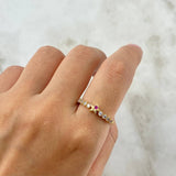 Anillo Estrellas 2.6gr -T8 1/4 Circones Fucsias y Blancos Oro Amarillo