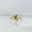 Anillo Ojo Mistico 1.75gr / T7 1/2 / Circones Blancos Verde Negro Oro Amarillo