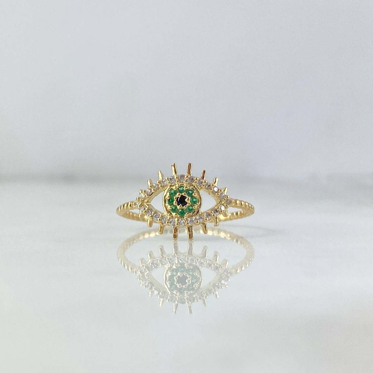 Anillo Ojo Mistico 1.75gr / T6 / Circones Blancos Verde Negro Oro Amarillo