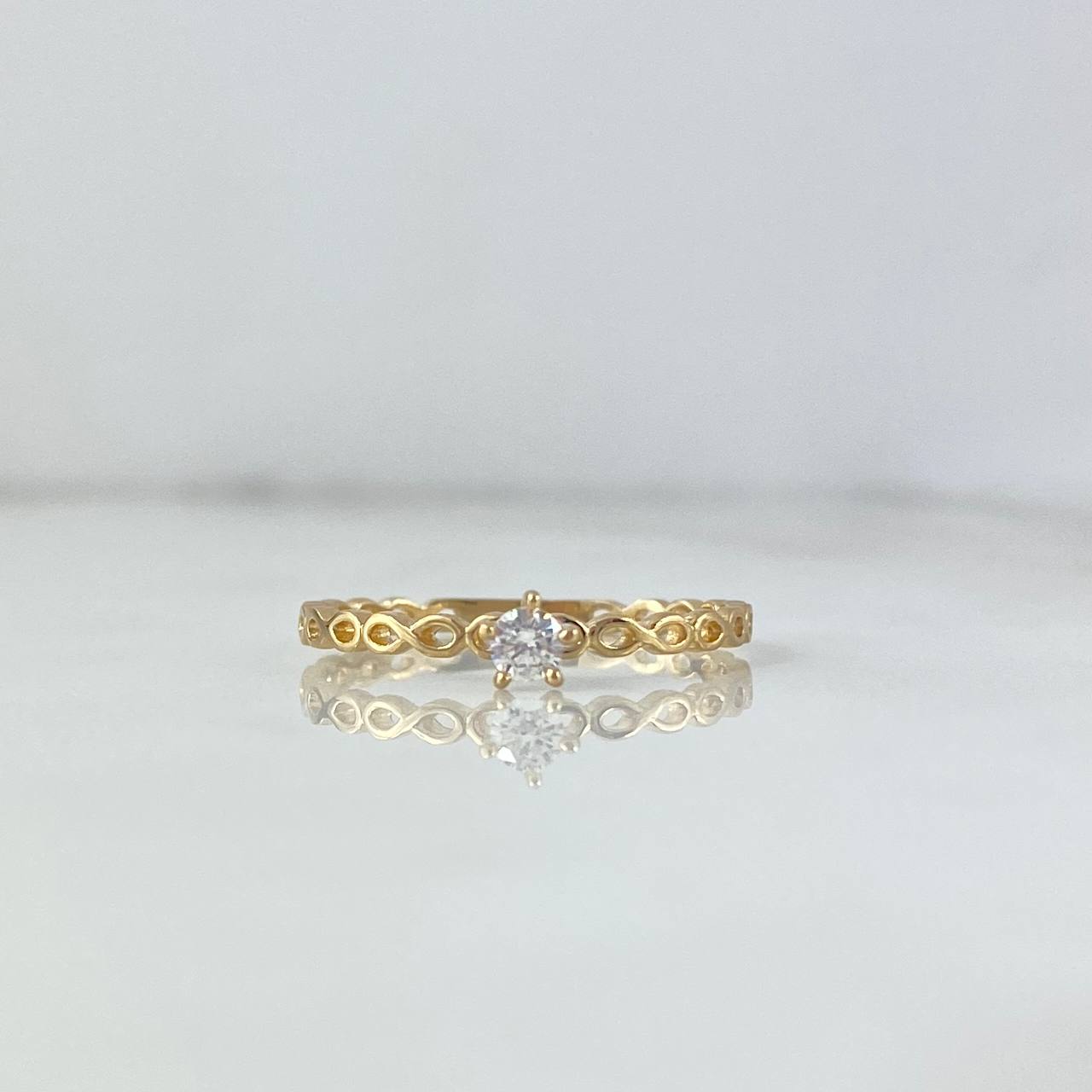 Anillo Solitario Infinitos 1.25gr / T7 1/2 / Circon Blanco Oro Amarillo