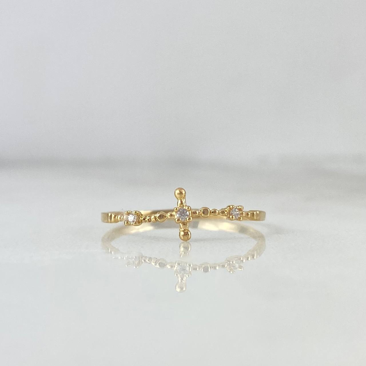 Anillo Puntos Cruz 0.85gr / T7 1/4 / Circones Blancos Oro Amarillo