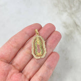 Dije Virgen Guadalupe 4.3gr / 3.5cm / Circones Blancos-Verdes-Fucsias Oro Amarillo