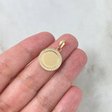 Dije Placa Circulo 2gr / 2.3cm / Circones Blancos Oro Amarillo *