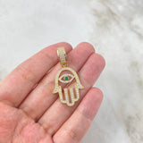 Dije Mano Hamsa 4.65gr / 4cm / Circones Blancos Verde Oro Amarillo *