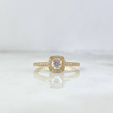 Anillo Solitario Halo 1.95gr / T7 / Cuadrado Circon Blanco Blancos Oro Amarillo *