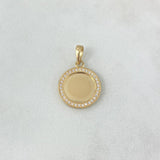 Dije Placa Circulo 2.25gr / 2.3cm / Circones Blancos Oro Amarillo ©