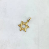 Dije Estrella De David 1.25gr / 2.3cm / Silueta Rustica Oro Amarillo