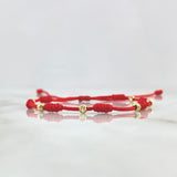 Pulsera Roja Seis Caminos 0.9gr / 4mm Bolas Diamantadas 6 und Oro Amarillo ©