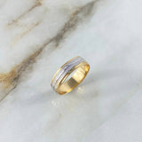 Anillo Argolla Carril Escamado 4.2gr / T10 1/4 / Dos Oros Amarillo Blanco *