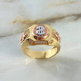 Anillo Signo Peso 9.7gr / T9 1/4 / Circones Blancos Tres Oros *