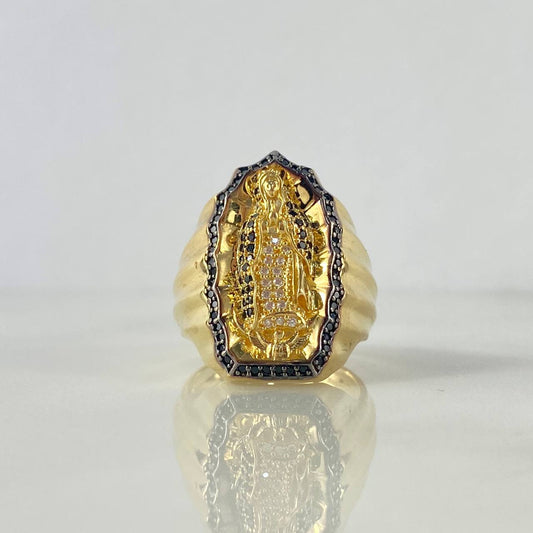 Anillo Virgen Guadalupe 15.9gr / T10 1/4 / Circones Blancos Negros Oro Amarillo *