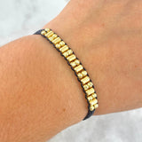 Pulsera Totems Cilindricos 2.25gr / 3mm Bolas Diamantadas 18 und Oro Amarillo *