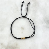 Pulsera Negra Trio Simil 0.2gr / 3mm Bolas Lisas 3 und Oro Amarillo *