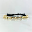 Pulsera Negra Cilindrica Continua 3gr / 4mm Bolas Diamantadas 12 und Oro Amarillo ©