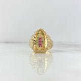 Anillo Virgen Guadalupe Silueta 7.35gr / T6 3/4 / Circones Blancos Verdes Fucsias Oro Amarillo