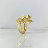 Anillo Rana 7.2gr / T7 1/2 / Circones Blancos Verdes Oro Amarillo