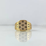 Anillo Ajedrez 7.25gr / T10 1/2 / Circones Blancos-Negros Oro Amarillo *