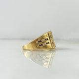 Anillo Ajedrez 7.25gr / T10 1/2 / Circones Blancos-Negros Oro Amarillo *