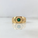 Anillo Centro Rallado 6.2gr / T10 3/4 / Circones Blancos-Verdes Oro Amarillo *