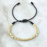 Pulsera Negra Cilindro 1.95gr / 3mm Diamantados 18und Oro Amarillo 18K *