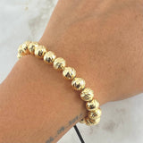 Pulsera Negra Bolas 4.15gr / 5mm Diamantadas 30und Oro Amarillo 18K *